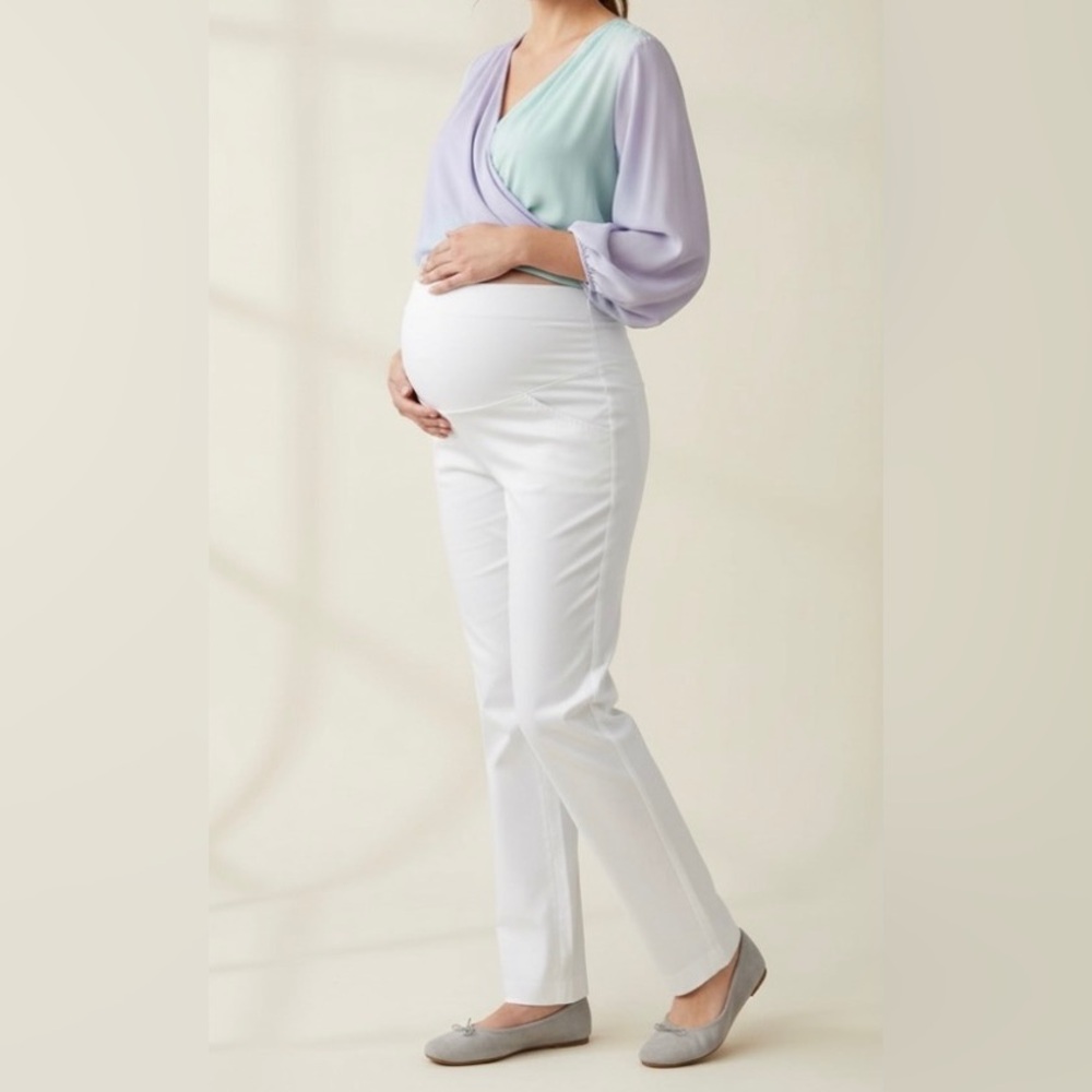 duo Maternity White Wide Leg Maternity Pants